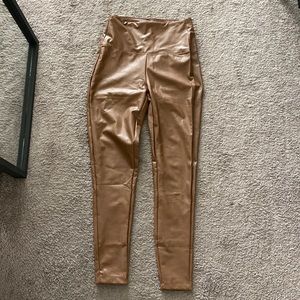 Faux tan leather pants